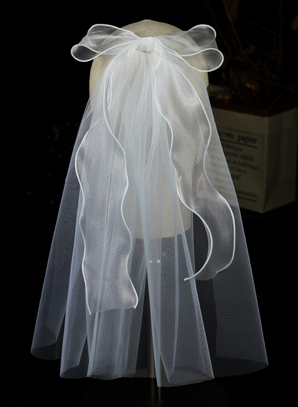 Bowknot One-Tier Tulle Shoulder Veils