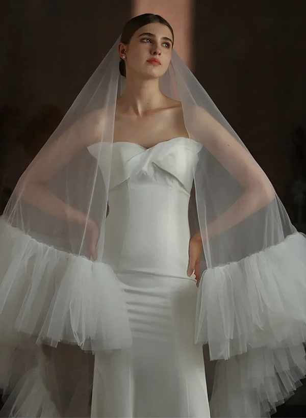 Ruffles Two-Tier Tulle Cathedral Bridal Veils