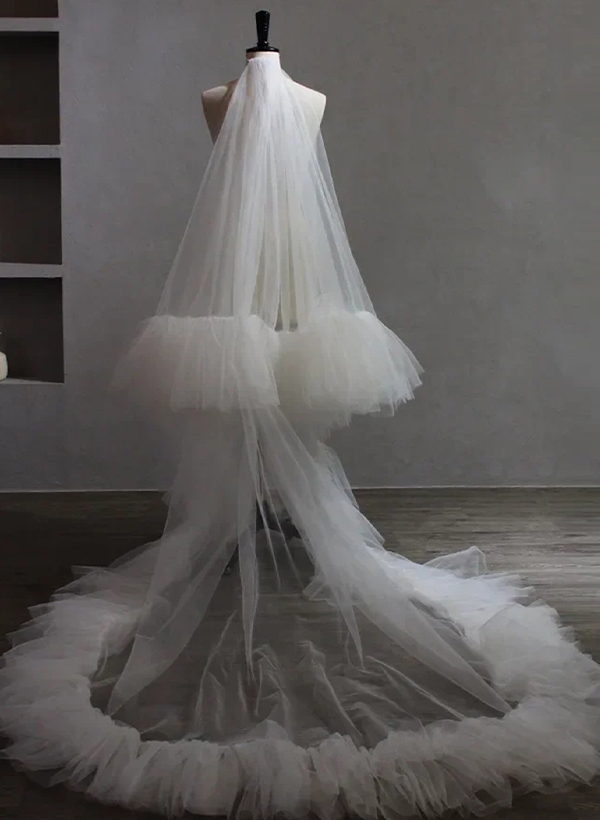 Ruffles Two-Tier Tulle Cathedral Bridal Veils
