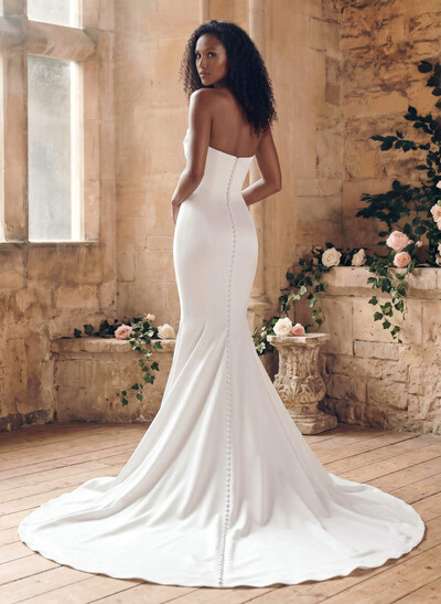 Trumpet/Mermaid Sweetheart Sleeveless Court Train Matte Satin Wedding Dresses