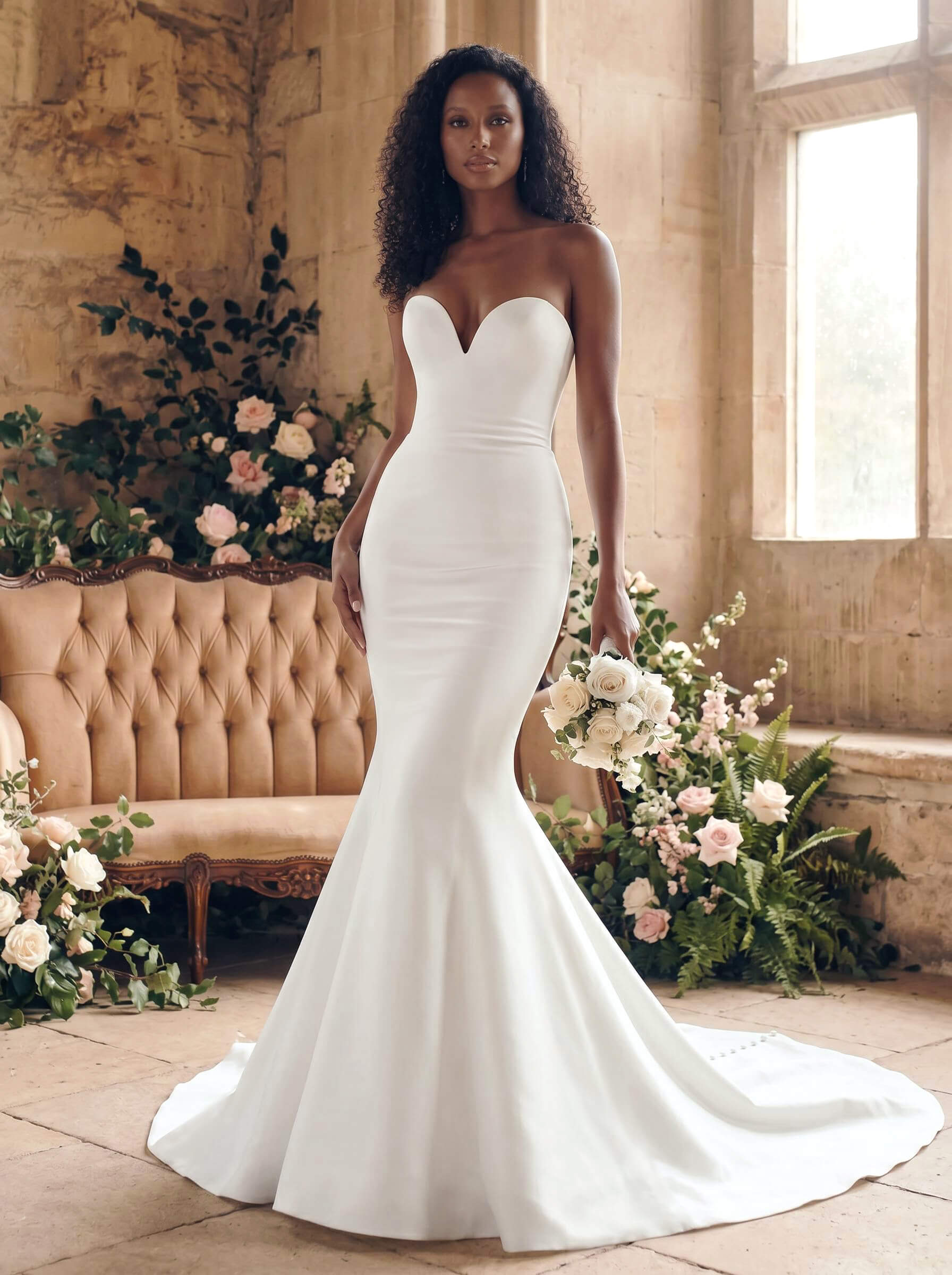 Trumpet/Mermaid Sweetheart Sleeveless Court Train Matte Satin Wedding Dresses Trumpet/Mermaid Sweetheart Sleeveless Court Train Matte Satin Wedding Dresses