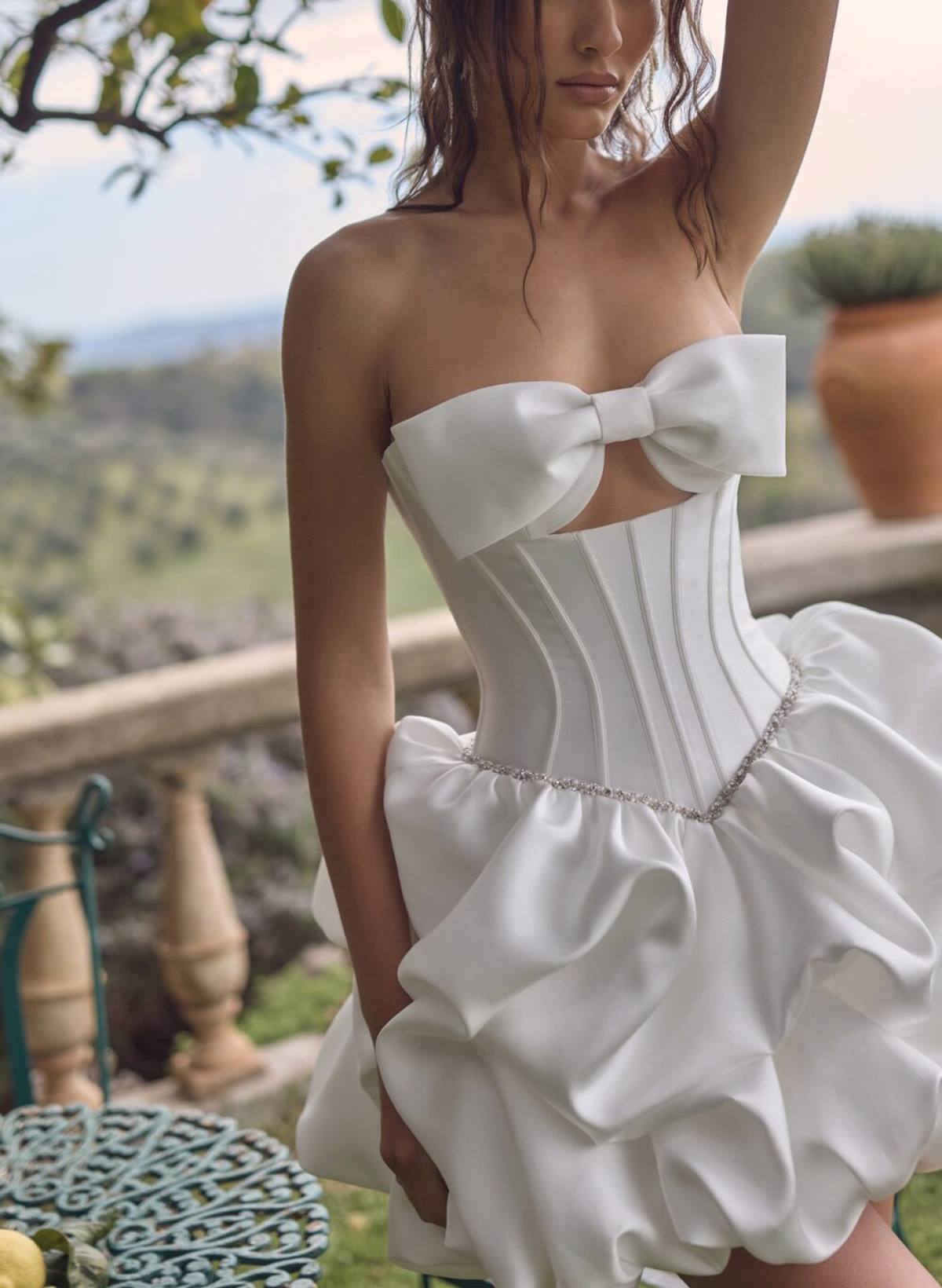 A-Line Sleeveless Short/Mini Matte Satin With Bow Bride Wedding Dress