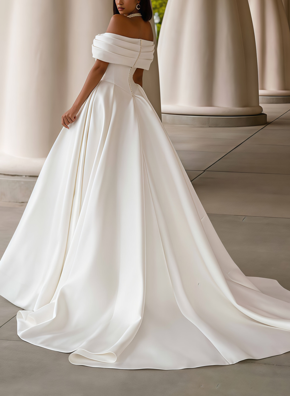 Ball-Gown Sweetheart Detachable Sleeves Chapel Train Twill Satin With Pockets Bride Wedding Dress