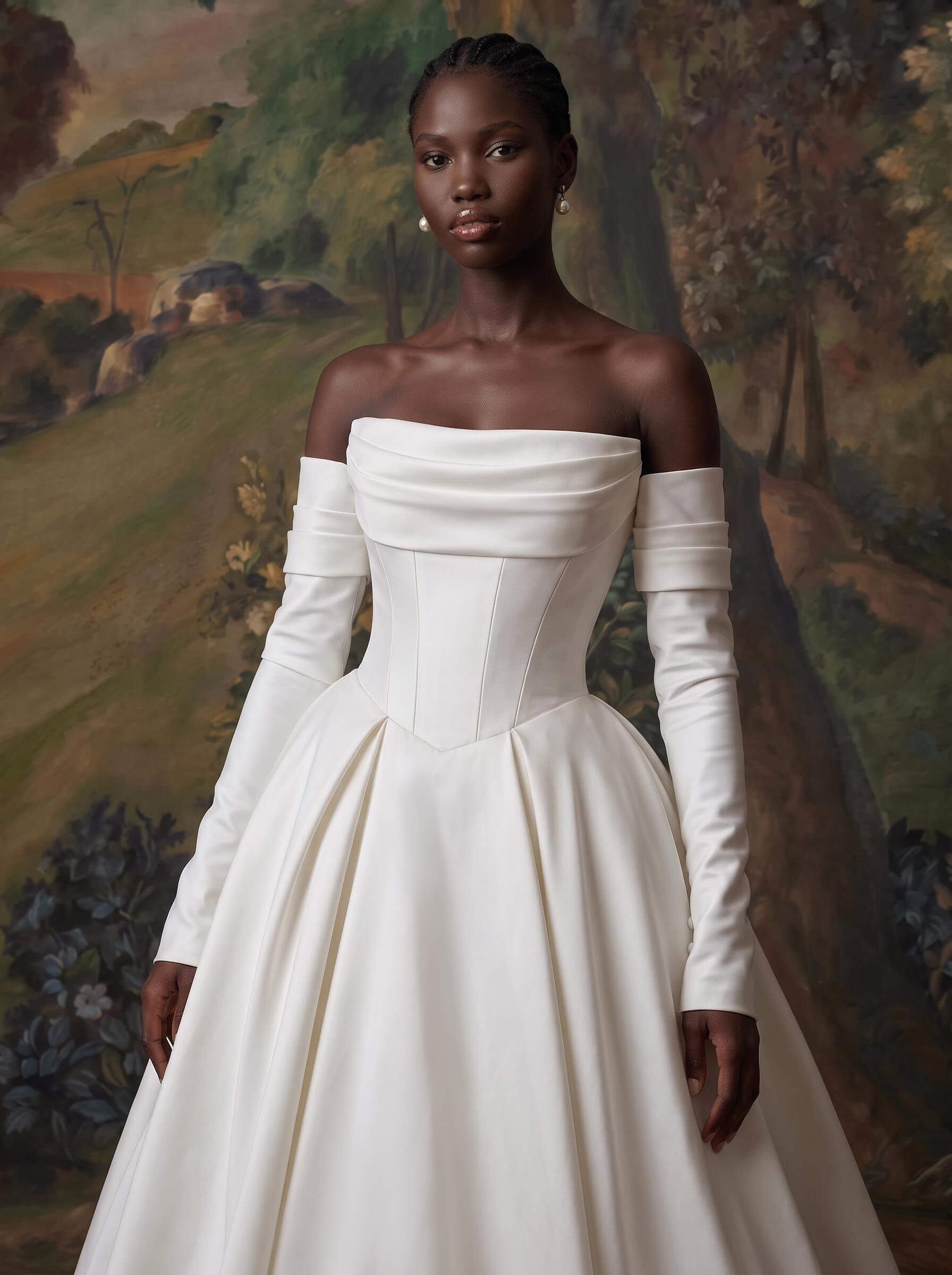 Ball-Gown Sweetheart Detachable Sleeves Chapel Train Twill Satin With Pockets Bride Wedding Dress
