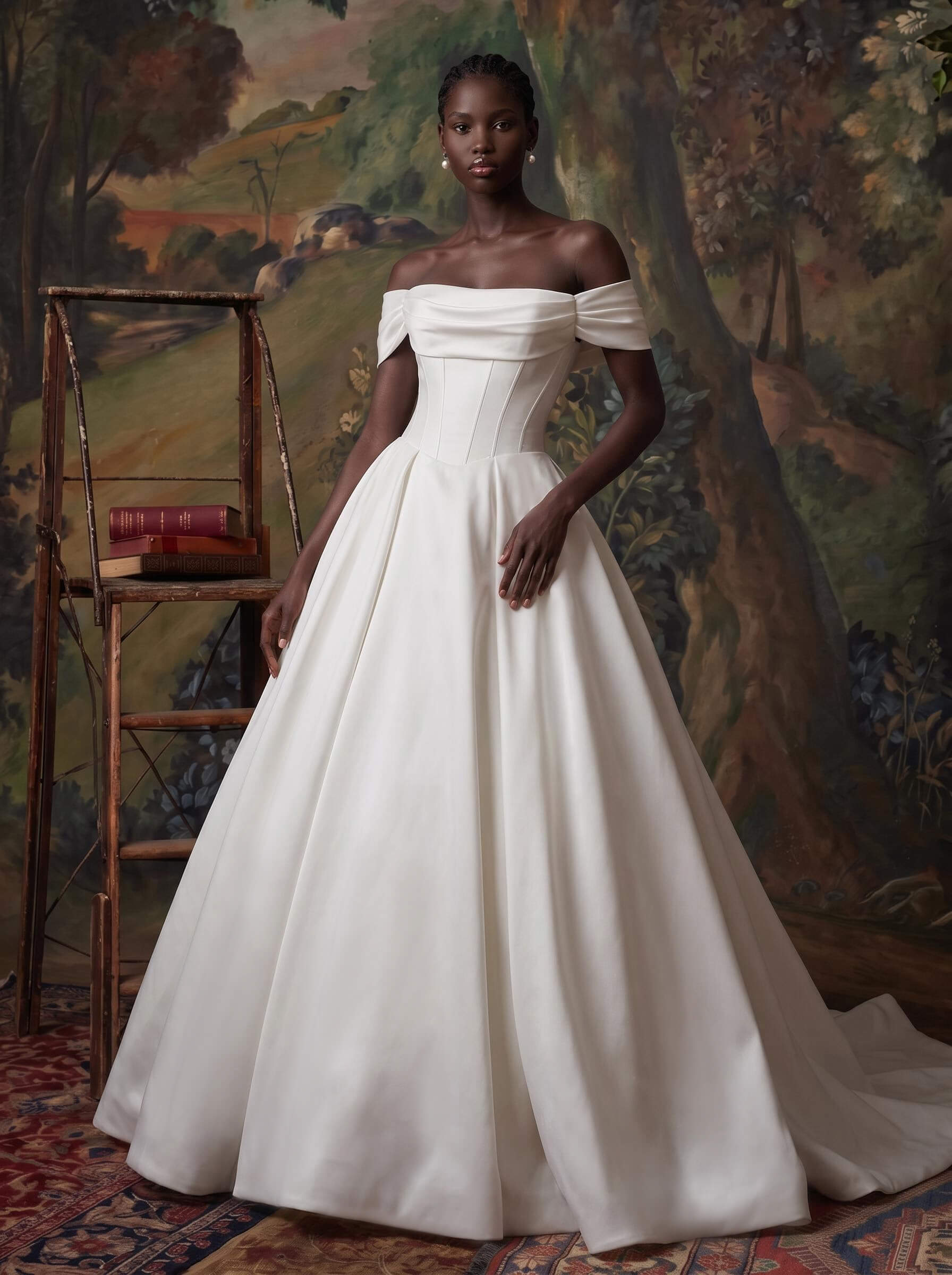 Ball-Gown Sweetheart Detachable Sleeves Chapel Train Twill Satin With Pockets Bride Wedding Dress