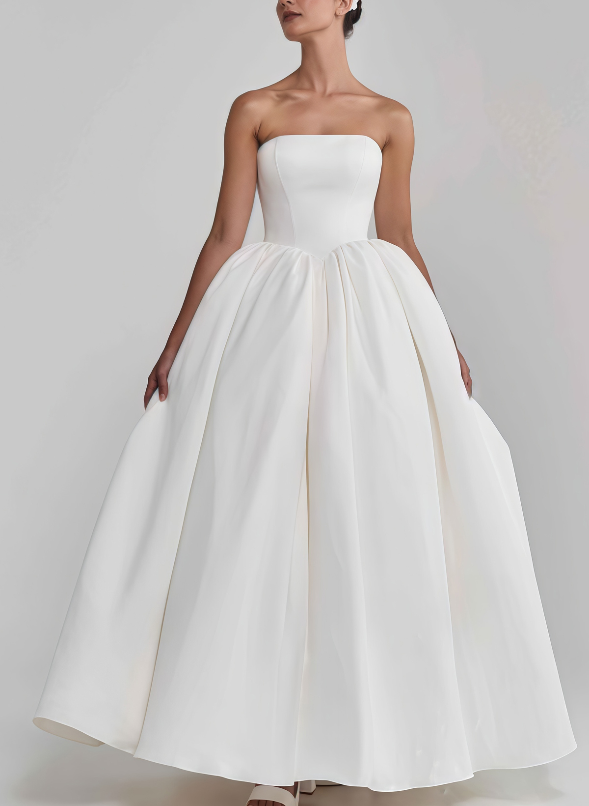 Ball-Gown Strapless Sleeveless Floor-Length Satin With Pockets Bride Wedding Dress