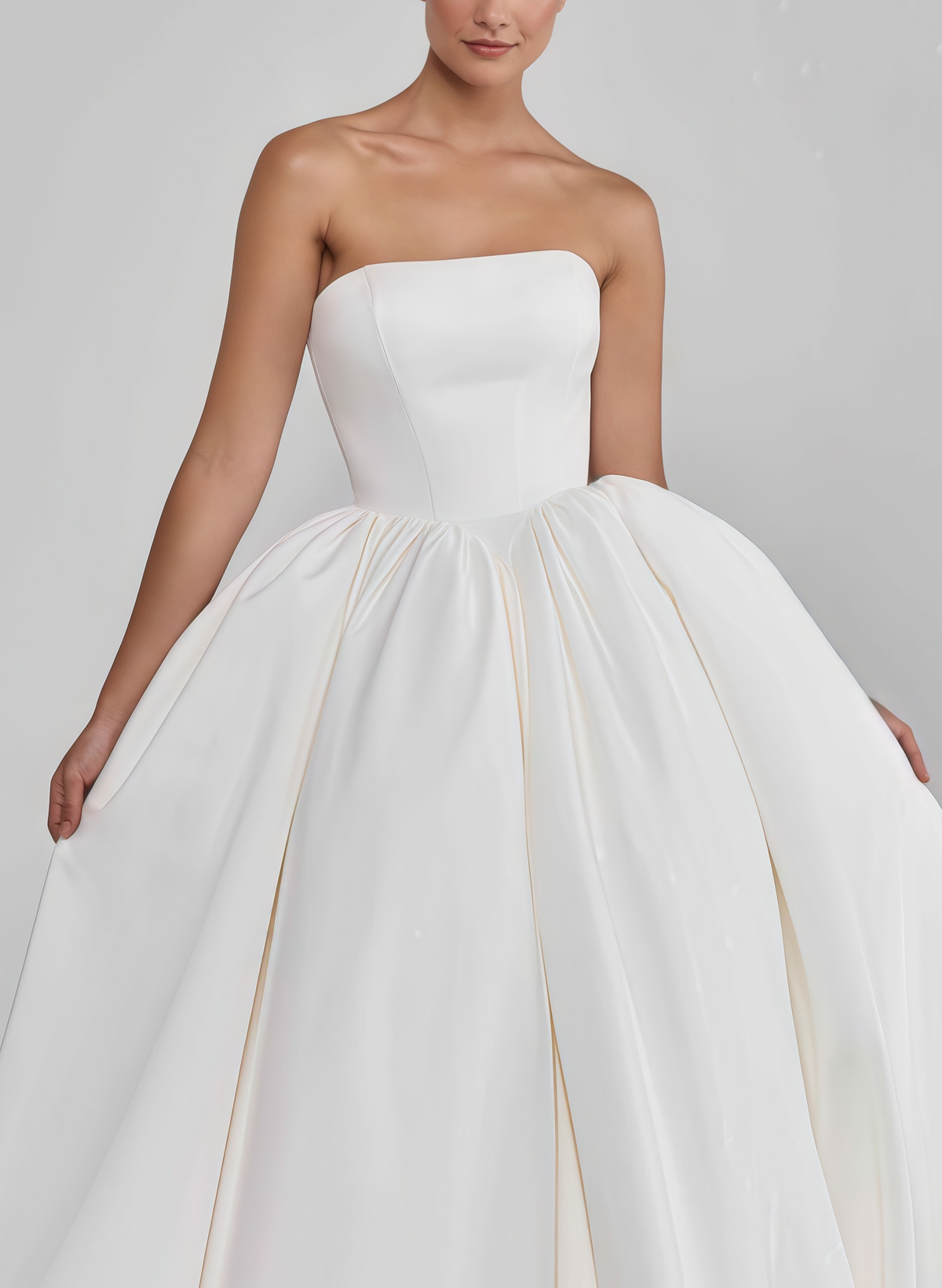 Ball-Gown Strapless Sleeveless Floor-Length Satin With Pockets Bride Wedding Dress