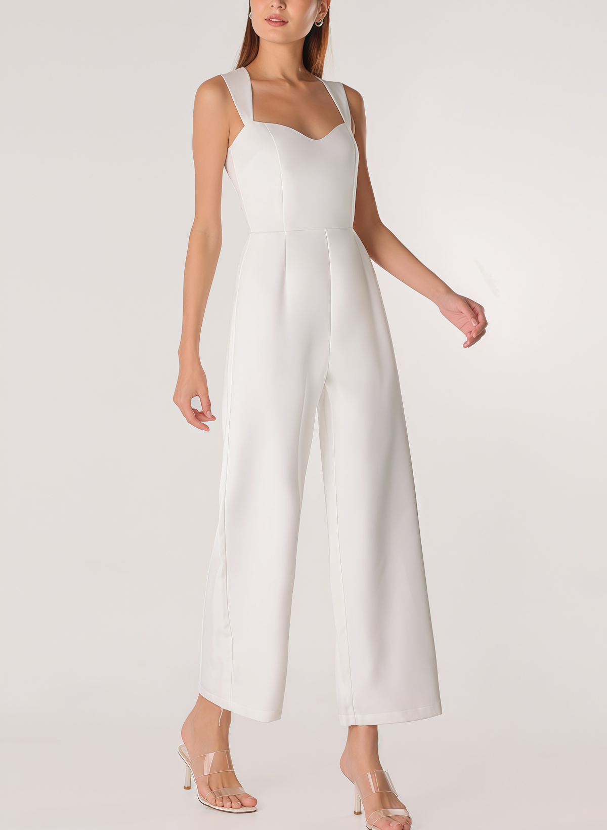 Jumpsuit/Pantsuit Sweetheart Sleeveless Ankle-Length Elastic Satin Bride Wedding Dress