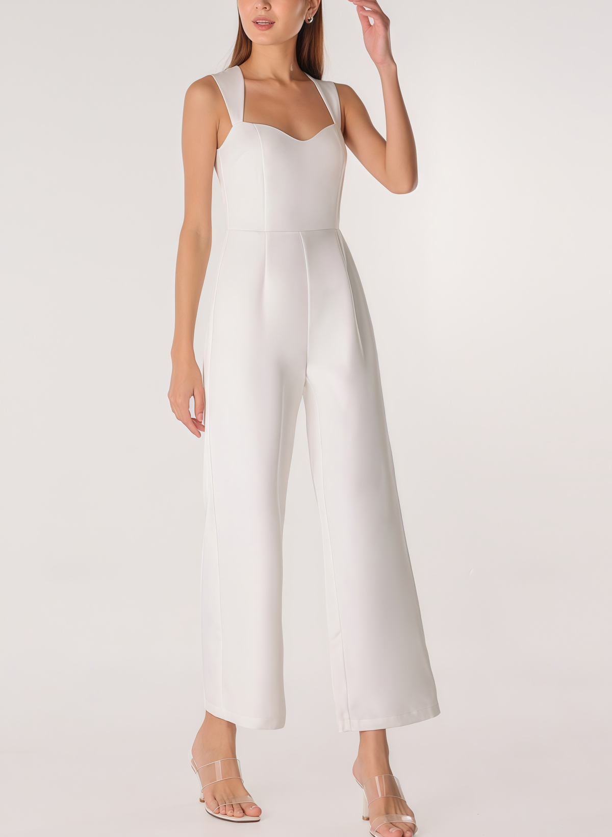 Jumpsuit/Pantsuit Sweetheart Sleeveless Ankle-Length Elastic Satin Bride Wedding Dress