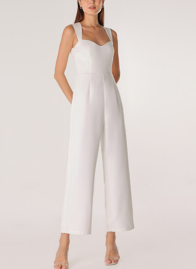 Jumpsuit/Pantsuit Sweetheart Sleeveless Ankle-Length Elastic Satin Bride Wedding Dress