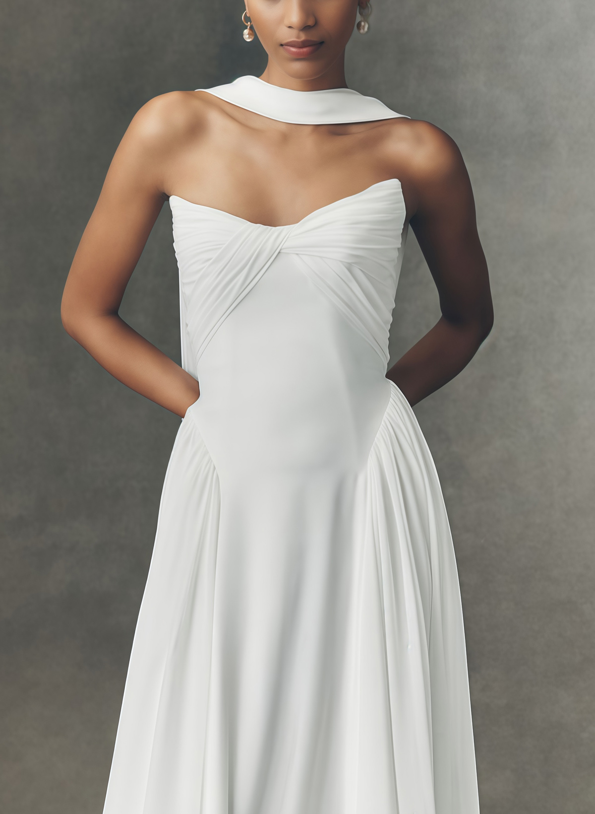 A-Line Sweetheart Sleeveless Sweep Train Chiffon With Pleated Bride Wedding Dress