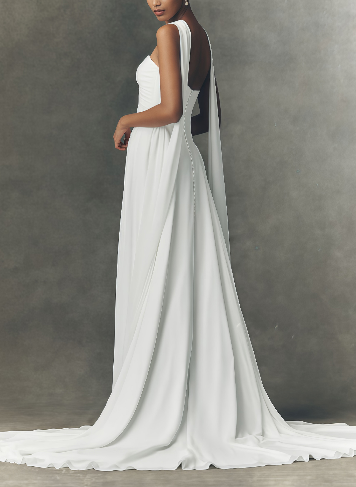 A-Line Sweetheart Sleeveless Sweep Train Chiffon With Pleated Bride Wedding Dress