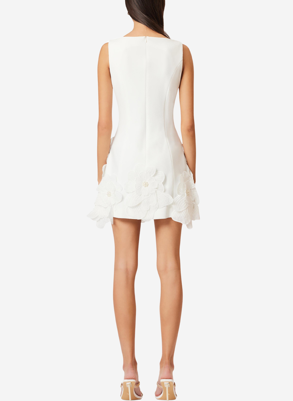 A-Line Square Neckline Sleeveless Short/Mini Twill Satin With Flower Bride Wedding Dress