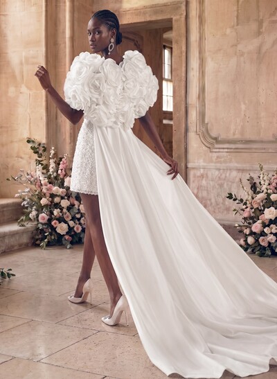 A-Line Sweetheart Sleeveless Short/Mini/Detachable Taffeta Bride Wedding Dress With Beading