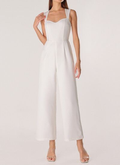 Jumpsuit/Pantsuit Sweetheart Sleeveless Ankle-Length Elastic Satin Wedding Dresses