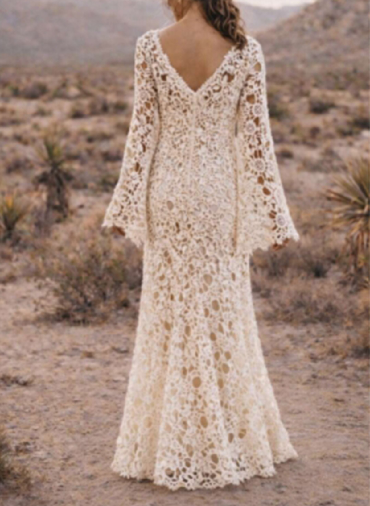 Trumpet/Mermaid V-Neck Long Sleeves Sweep Train Lace Wedding Dresses With Split Front