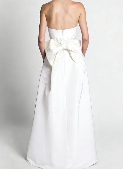 Jumpsuit/Pantsuit Sweetheart Sleeveless Satin Bride Wedding Dress With Detachable Bow Train