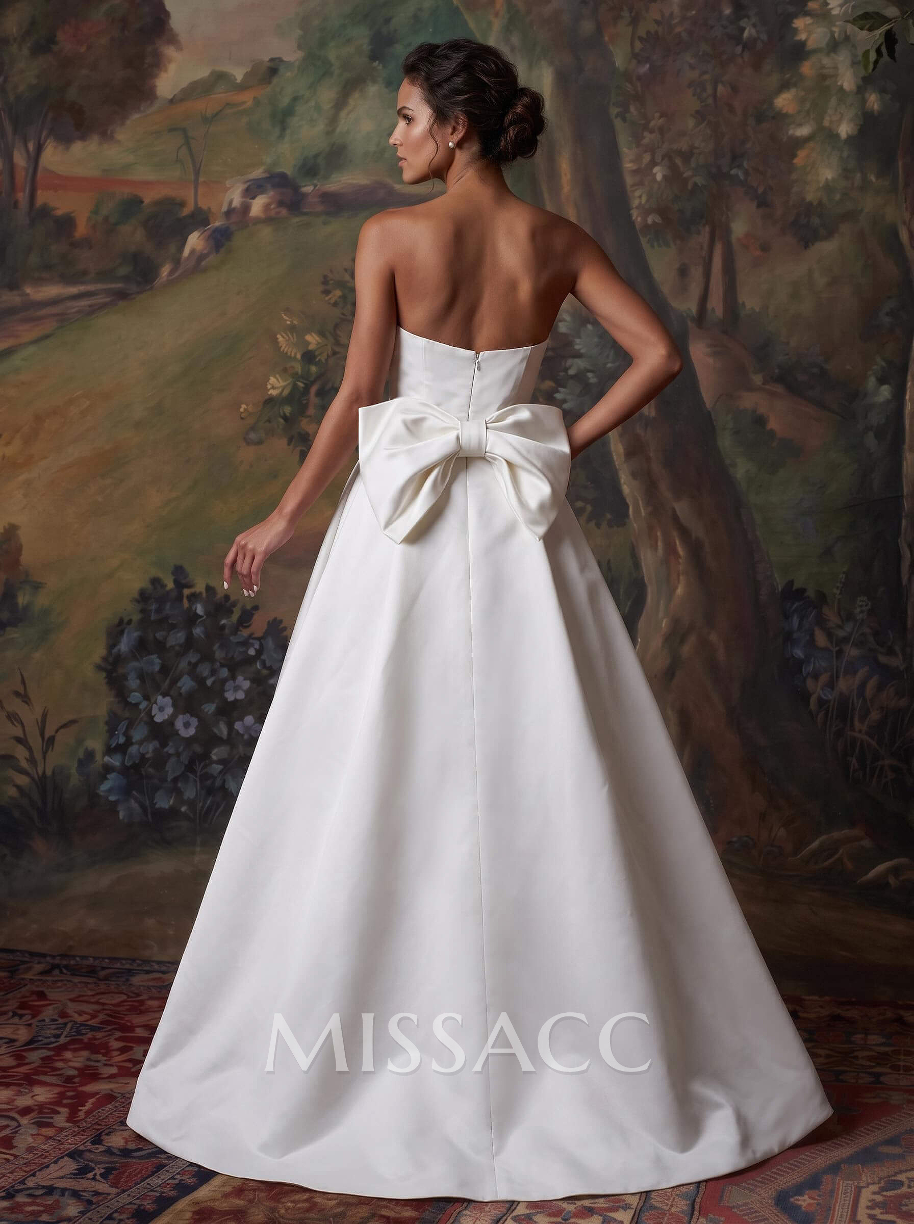 Jumpsuit/Pantsuit Sweetheart Sleeveless Satin Bride Wedding Dress With Detachable Bow Train