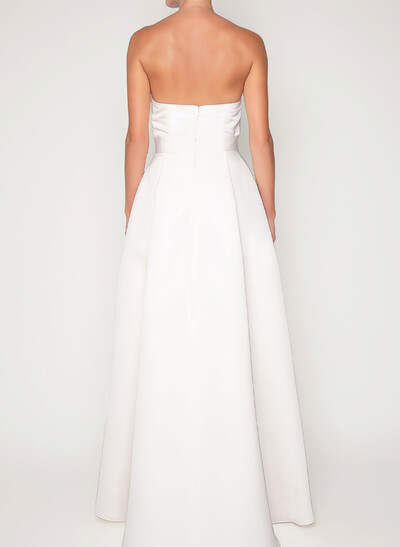 Jumpsuit/Pantsuit Sweetheart Sleeveless Detachable Train Satin Bride Wedding Dress With Bow