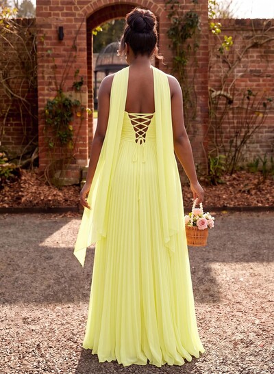 A-Line Strapless Floor-Length Chiffon Bridesmaid Dresses With Pleated/High Split