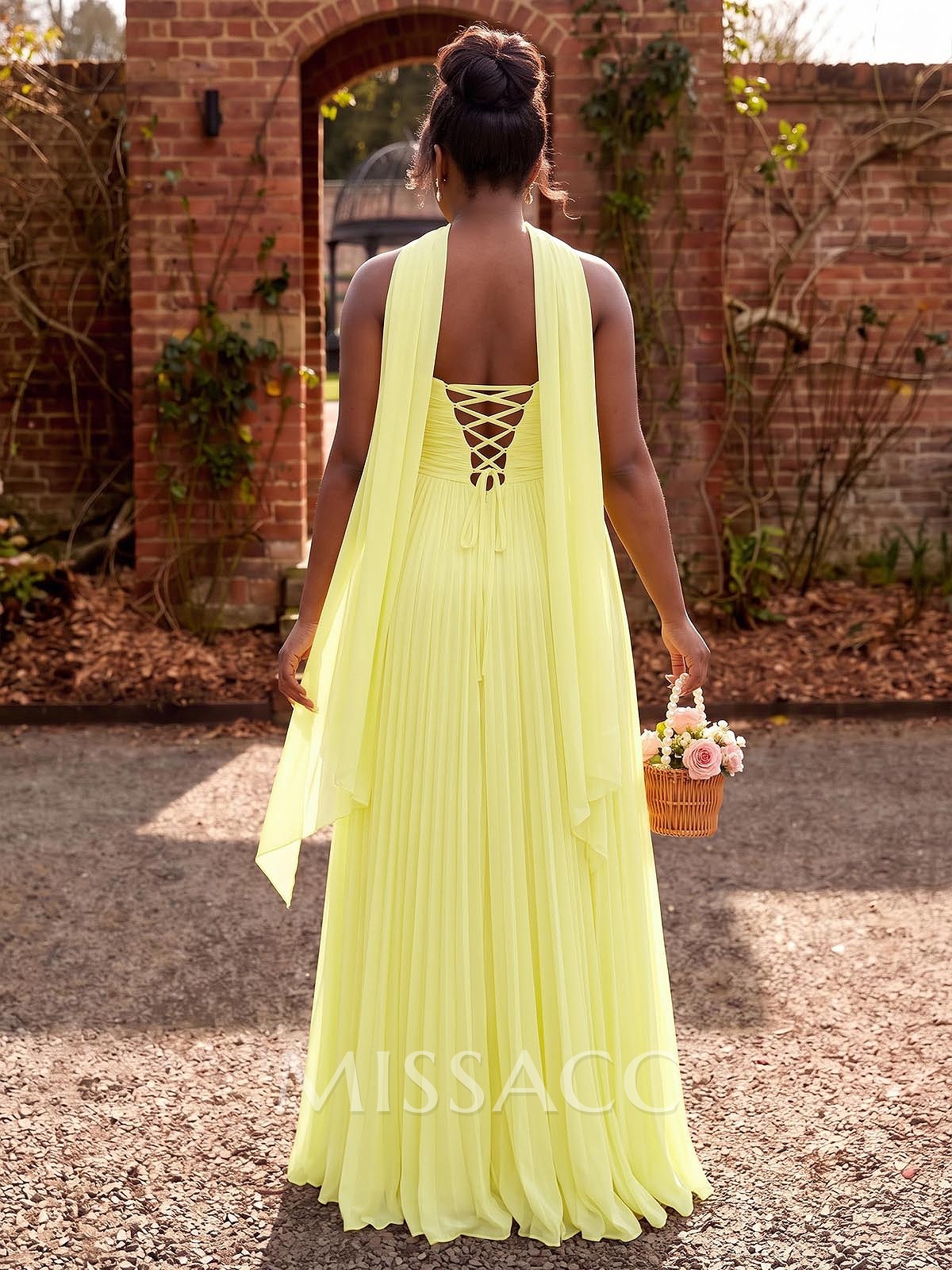 A-Line Strapless Floor-Length Chiffon Bridesmaid Dresses With Pleated/High Split