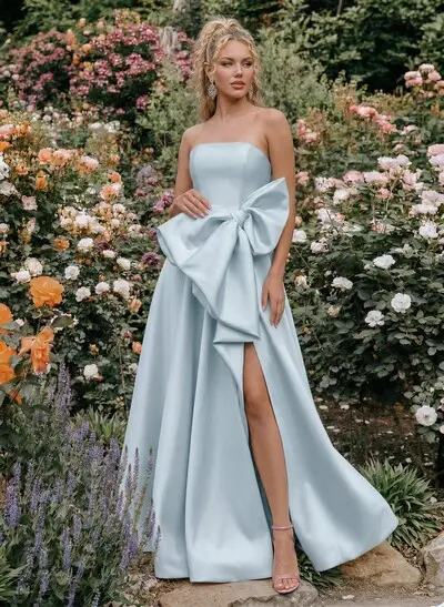 strapless high low bridesmaid dress Short Strapless Bridesmaid Dress Side Split