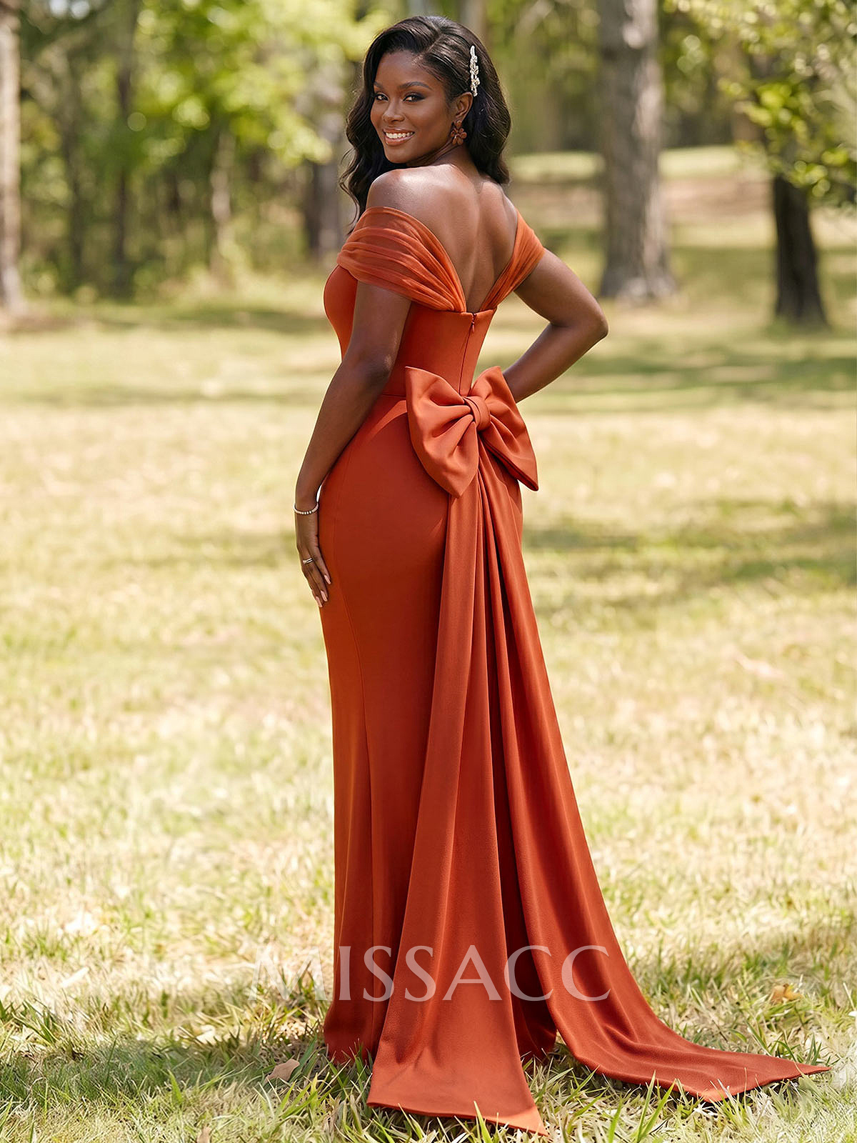 Sheath/Column Off-The-Shoulder Sleeveless Floor-Length Elastic Satin Bridesmaid Dresses Sheath/Column Off-The-Shoulder Sleeveless Floor-Length Elastic Satin Bridesmaid Dresses