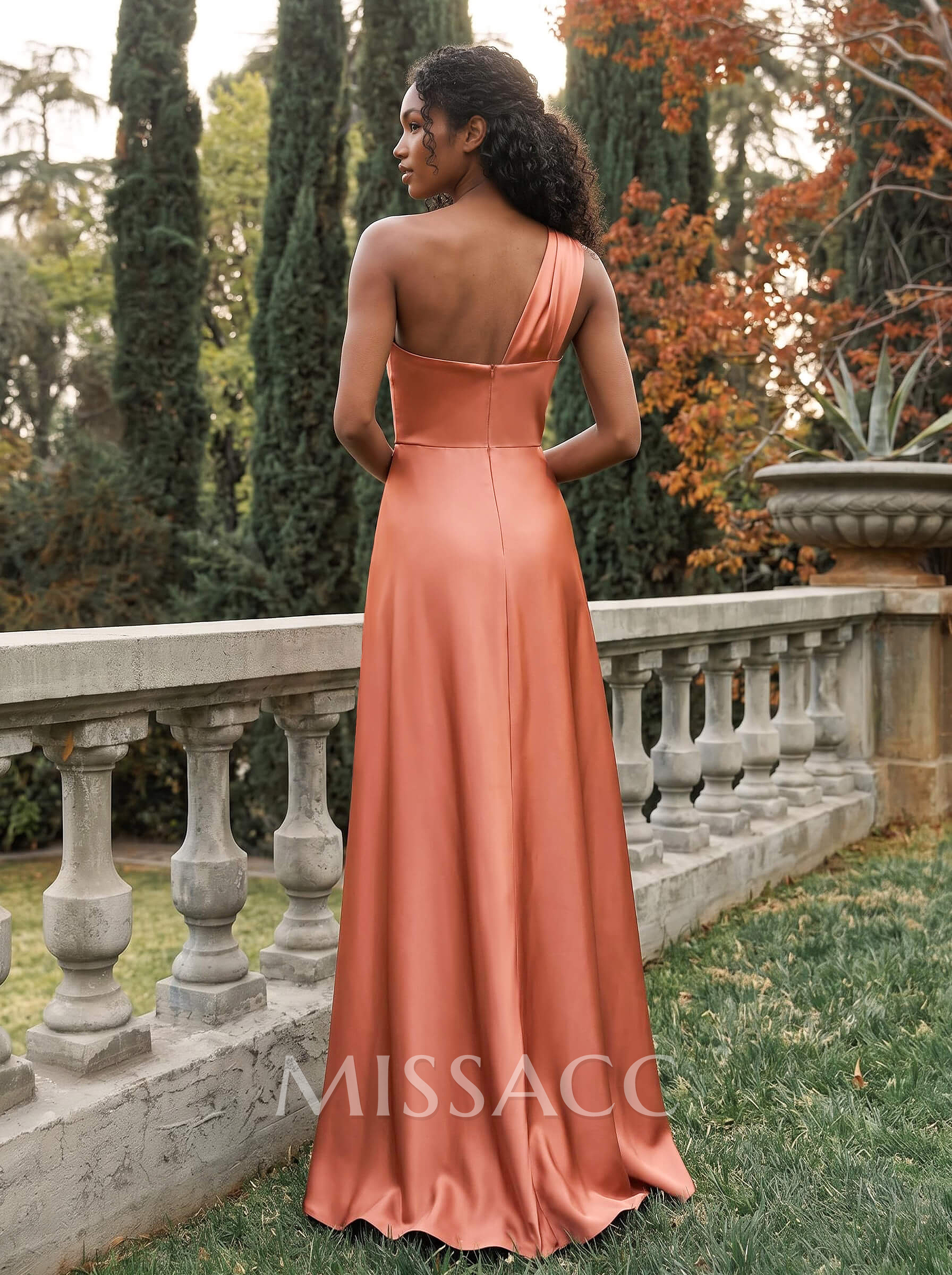 Sheath/Column One-Shoulder Sleeveless Floor-Length Charmeuse Bridesmaid Dresses