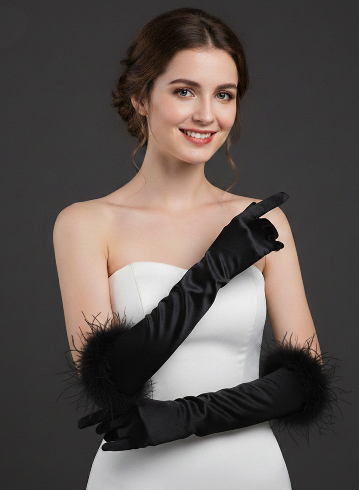 Fingertips Opera Length Satin Bridal Gloves