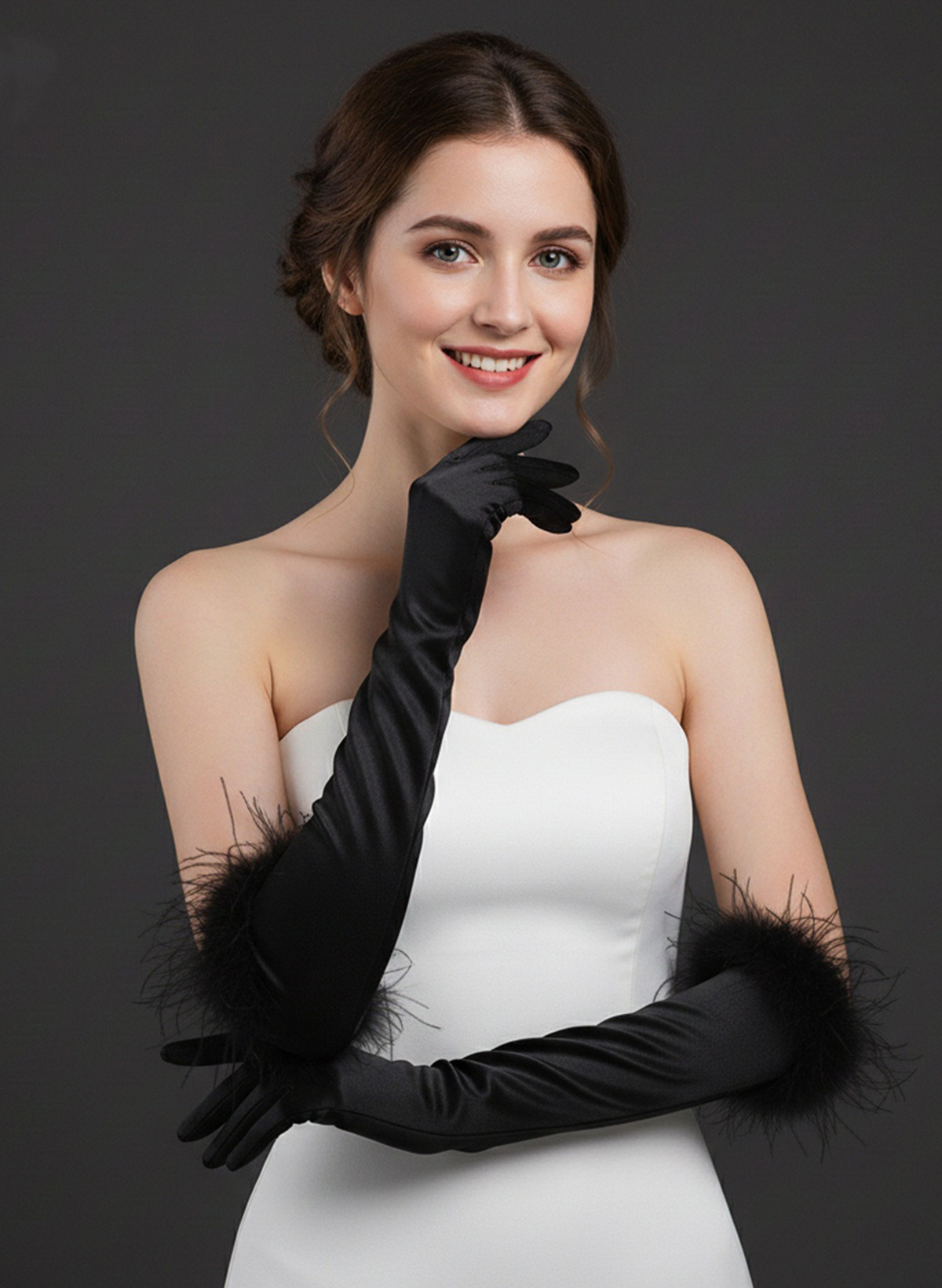 Fingertips Opera Length Satin Bridal Gloves