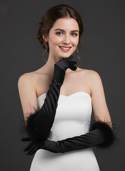 Fingertips Opera Length Satin Bridal Gloves