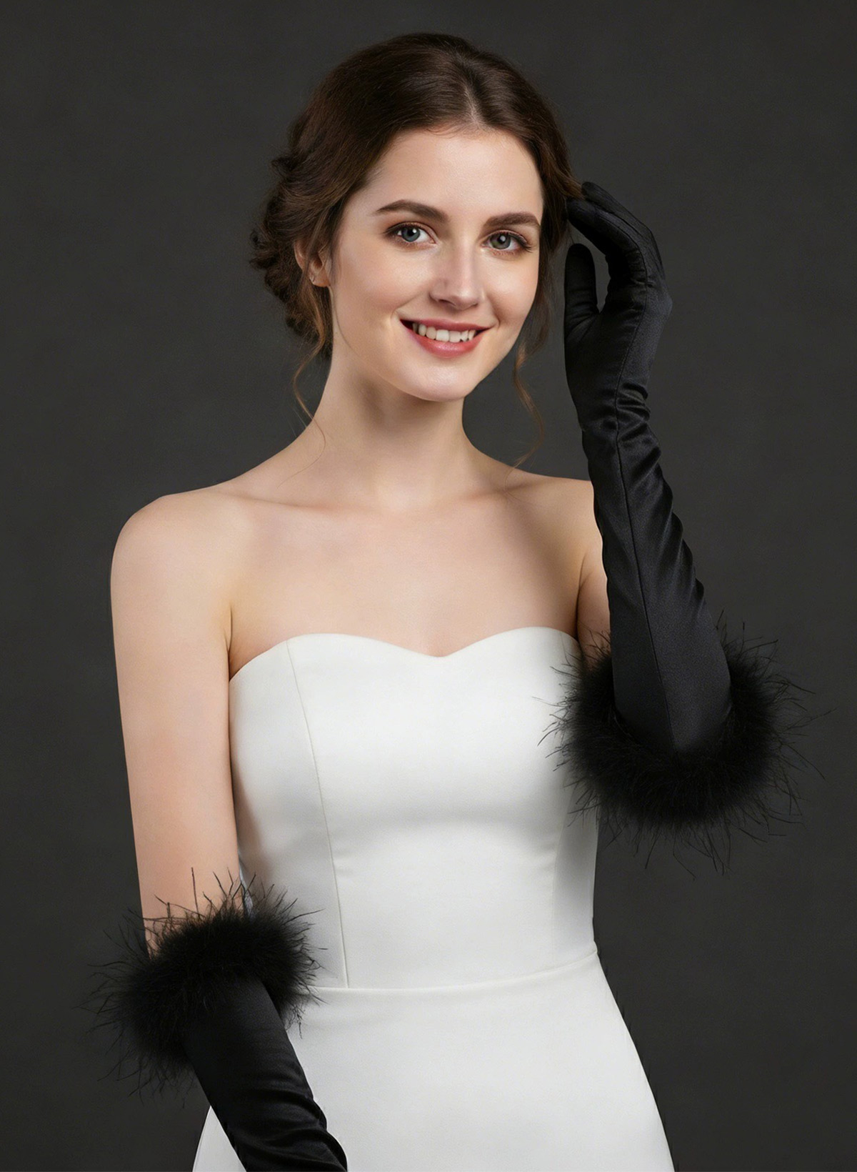 Fingertips Opera Length Satin Bridal Gloves
