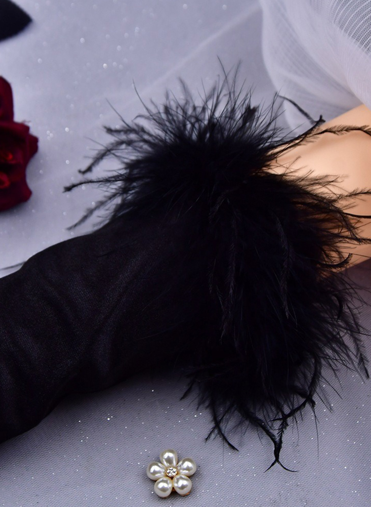 Fingertips Opera Length Satin Bridal Gloves