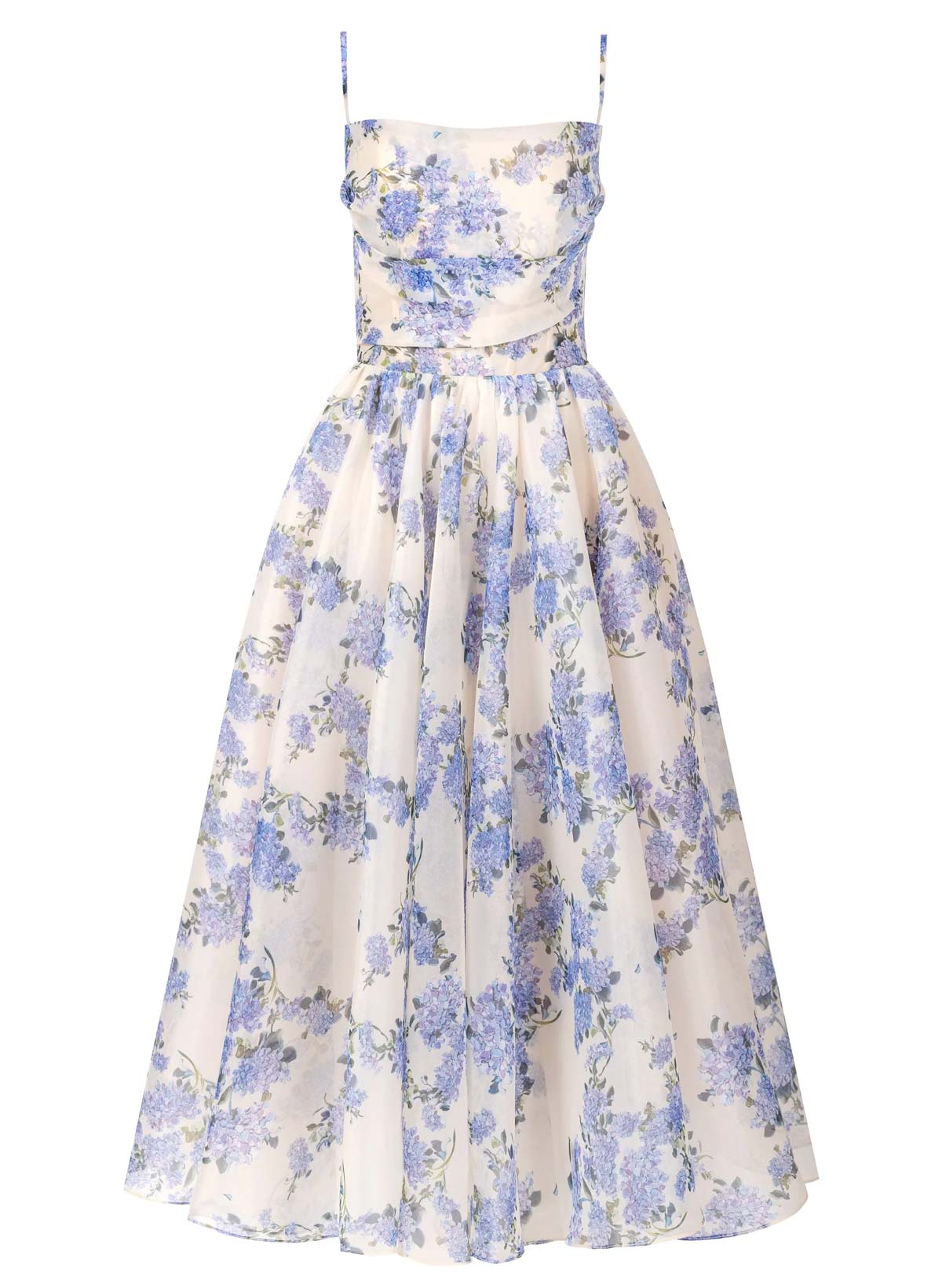 A-Line Square Neckline Sleeveless Tea-Length Chiffon Cocktail Dresses With Floral-Print