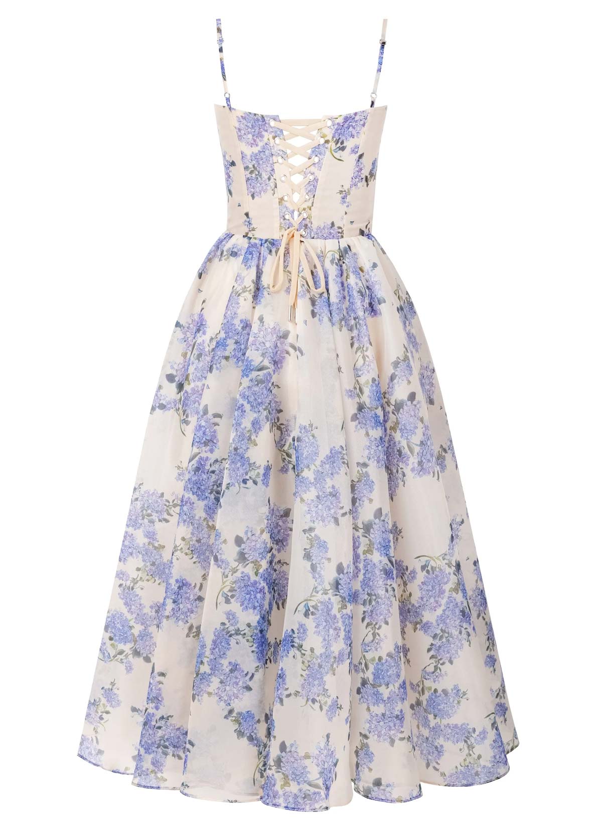A-Line Square Neckline Sleeveless Tea-Length Chiffon Cocktail Dresses With Floral-Print
