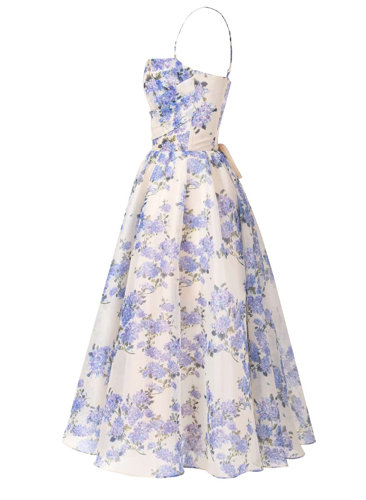 A-Line Square Neckline Sleeveless Tea-Length Chiffon Cocktail Dresses With Floral-Print