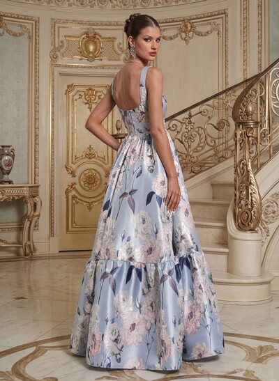 A-Line Square Neckline Sleeveless Floor-Length Satin Mother Of The Bride Dresses With Flower(s)