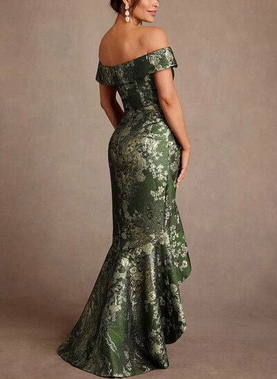 Trumpet/Mermaid Off-The-Shoulder Sleeveless Asymmetrical Satin Evening Dresses