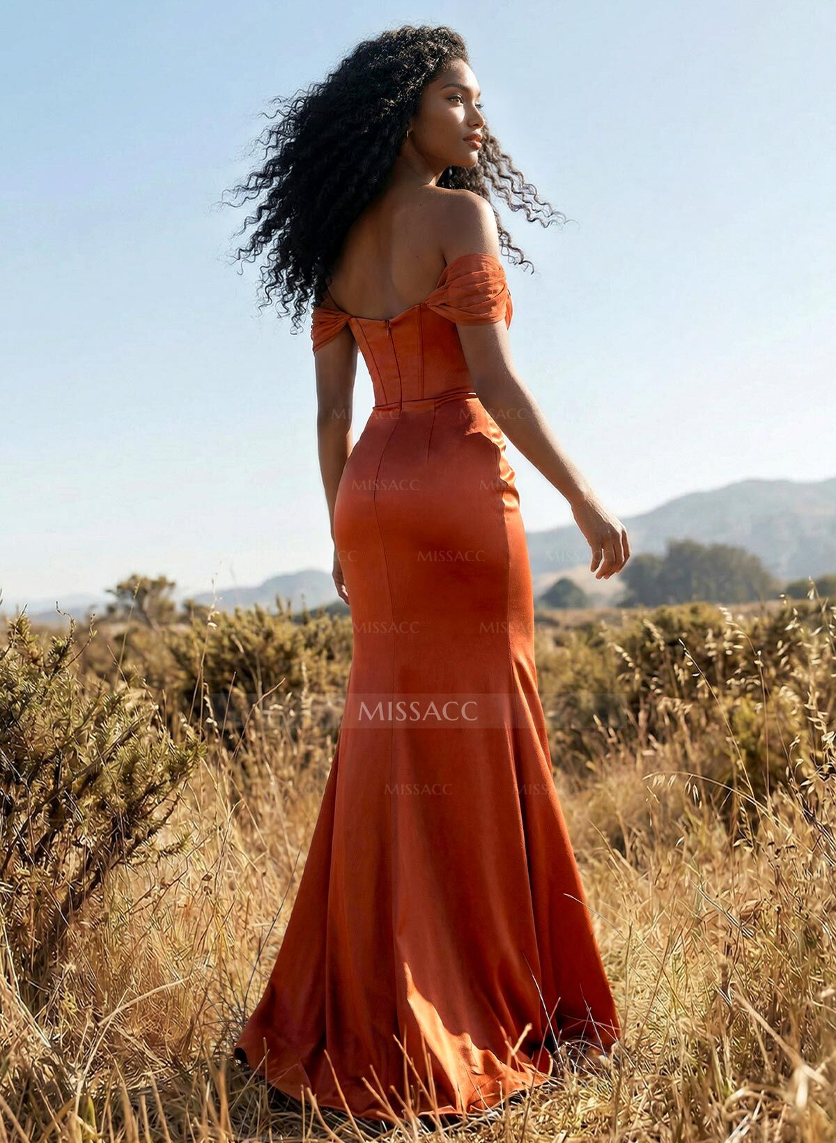 Trumpet/Mermaid Off-The-Shoulder Detachable Sleeves Sweep Train Charmeuse Evening Dresses