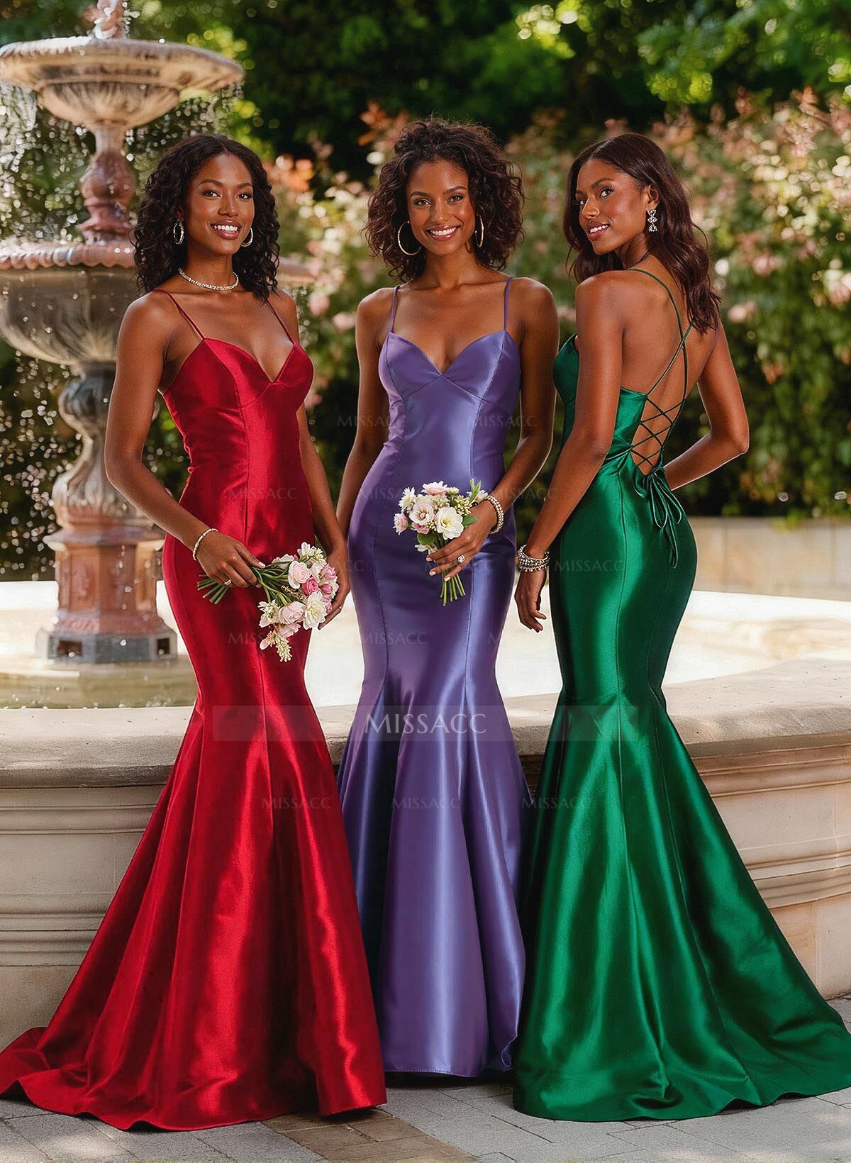 Trumpet Mermaid Sweetheart Sleeveless Sweep Train Satin Evening Dresses