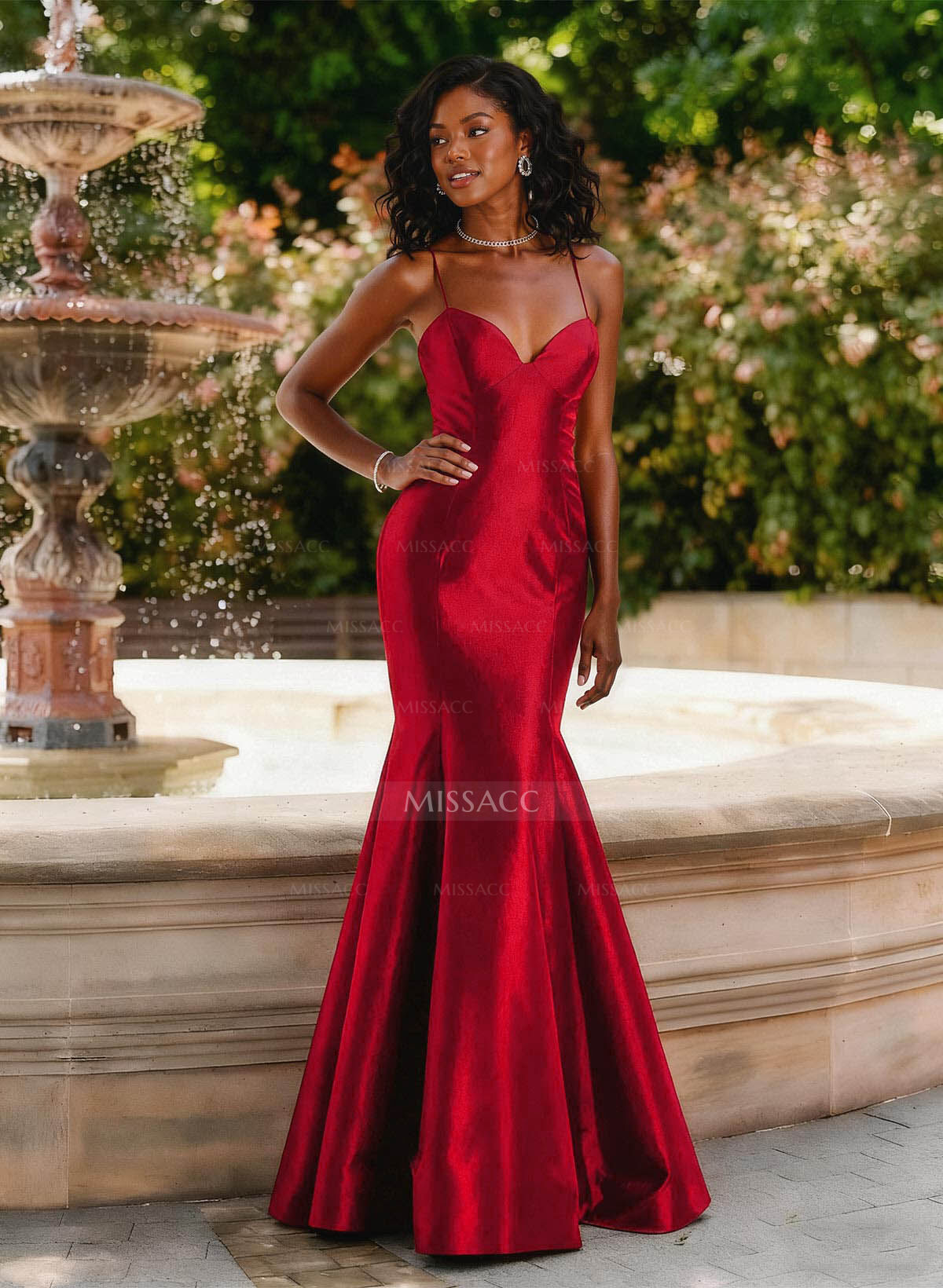 Trumpet Mermaid Sweetheart Sleeveless Sweep Train Satin Evening Dresses