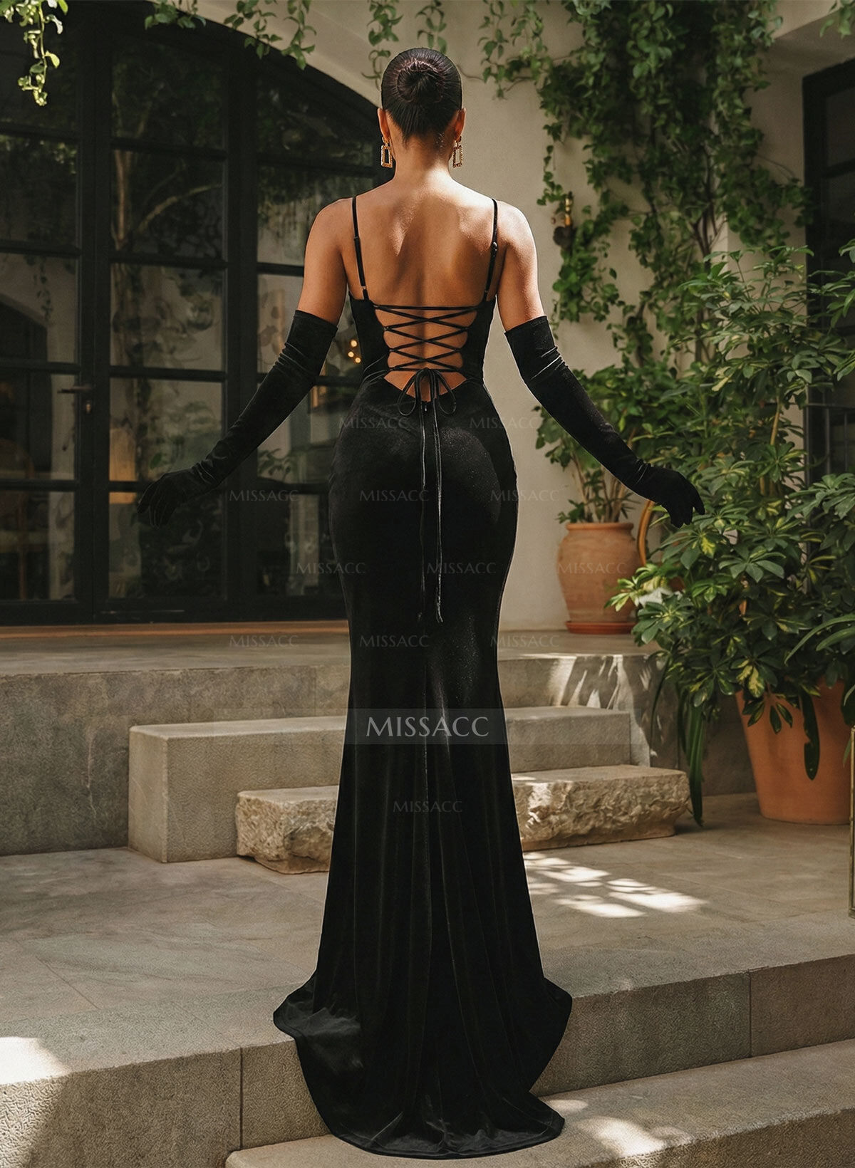 Trumpet/Mermaid Sweetheart Sleeveless Sweep Train Evening Dresses With Back Hole/Rhinestone