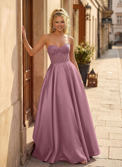 Trumpet/Mermaid Off-The-Shoulder 1/2 Sleeves Sweep Train Matte Satin Evening Dresses