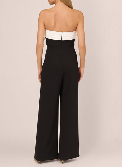 Jumpsuit/Pantsuit Strapless Sleeveless Floor-Length Elastic Satin Evening Dresses