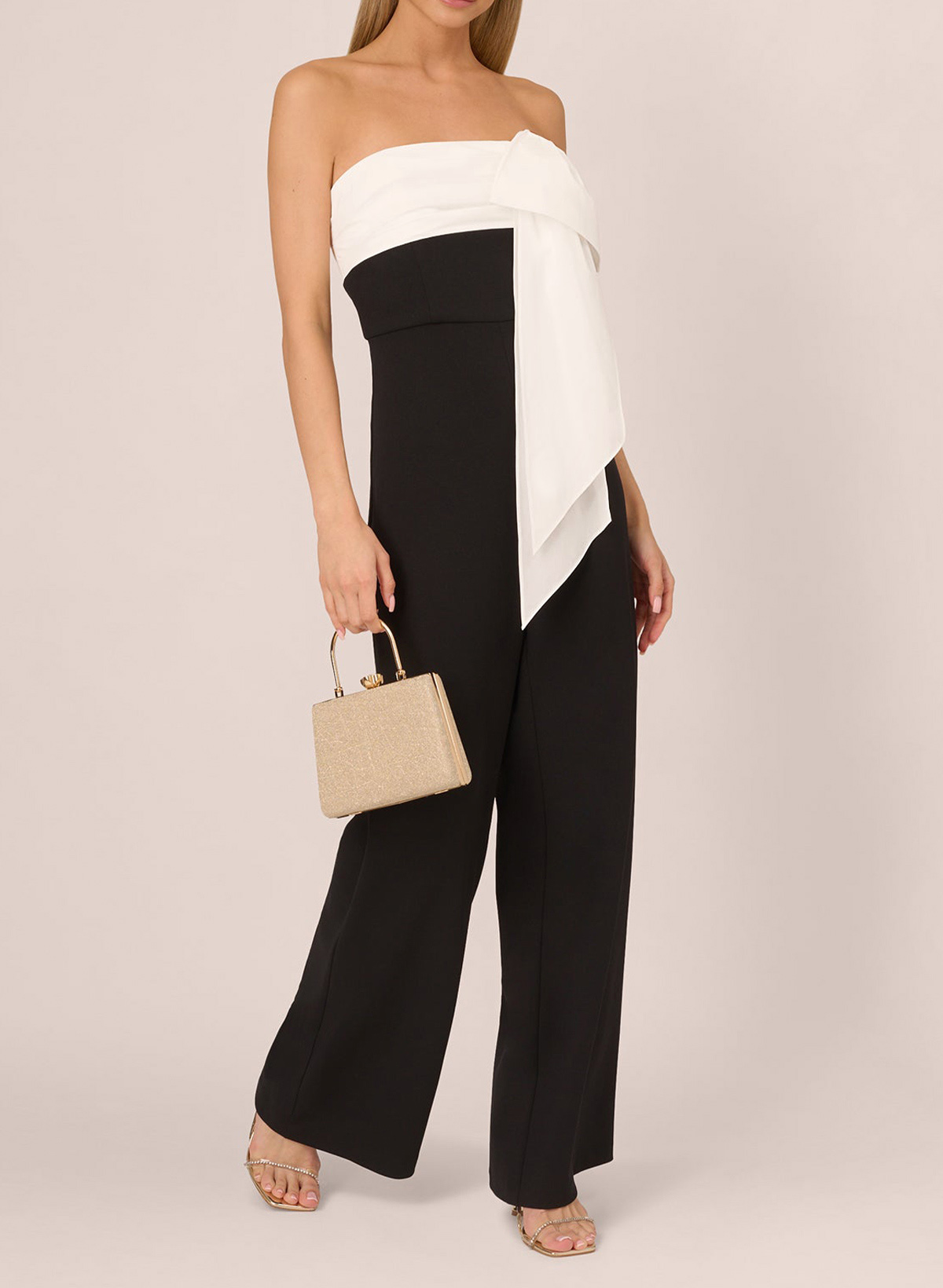 Jumpsuit/Pantsuit Strapless Sleeveless Floor-Length Elastic Satin Evening Dresses