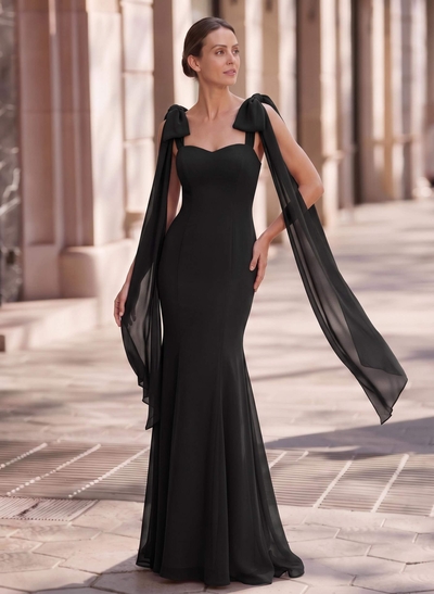 Trumpet/Mermaid Sweetheart Sleeveless Ankle-Length Chiffon Evening Gown With Sweeping Side Drape