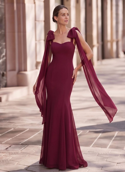 Trumpet/Mermaid Sweetheart Sleeveless Ankle-Length Chiffon Evening Gown With Sweeping Side Drape