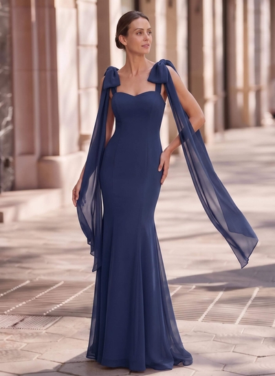 Trumpet/Mermaid Sweetheart Sleeveless Ankle-Length Chiffon Evening Gown With Sweeping Side Drape