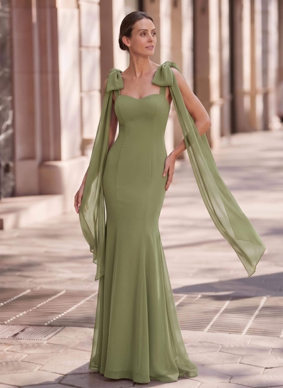 Trumpet/Mermaid Sweetheart Sleeveless Ankle-Length Chiffon Evening Gown With Sweeping Side Drape