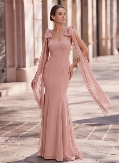 Trumpet/Mermaid Sweetheart Sleeveless Ankle-Length Chiffon Evening Gown With Sweeping Side Drape
